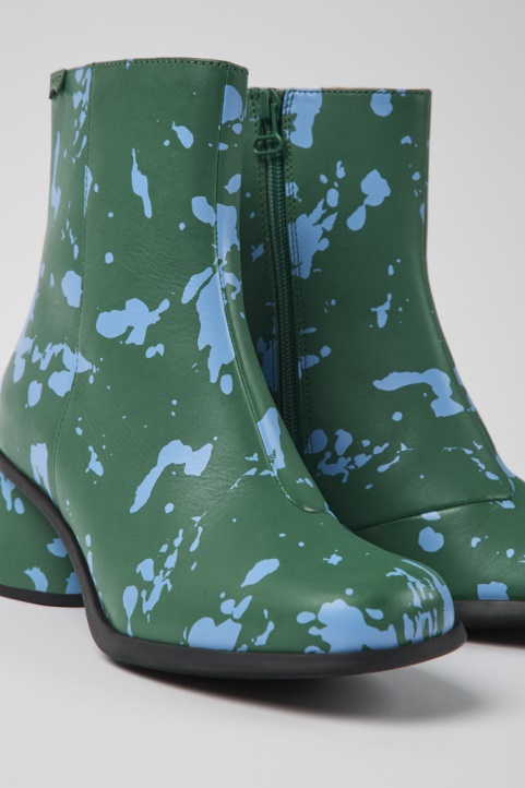 Design Kiara Botine Din Piele Cu Imprimeu Verde Si Albastru Camper - Camper Romania
